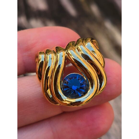 2 Vintage Nolan Miller Gold Tone Slider Pendants, Faux Topaz and Pearl - Picture 3 of 6